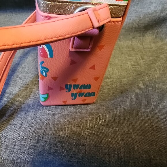 Lily Bloom Juice Box Totally Tropical Pink Mini Crossbody Purse - Picture 5 of 12